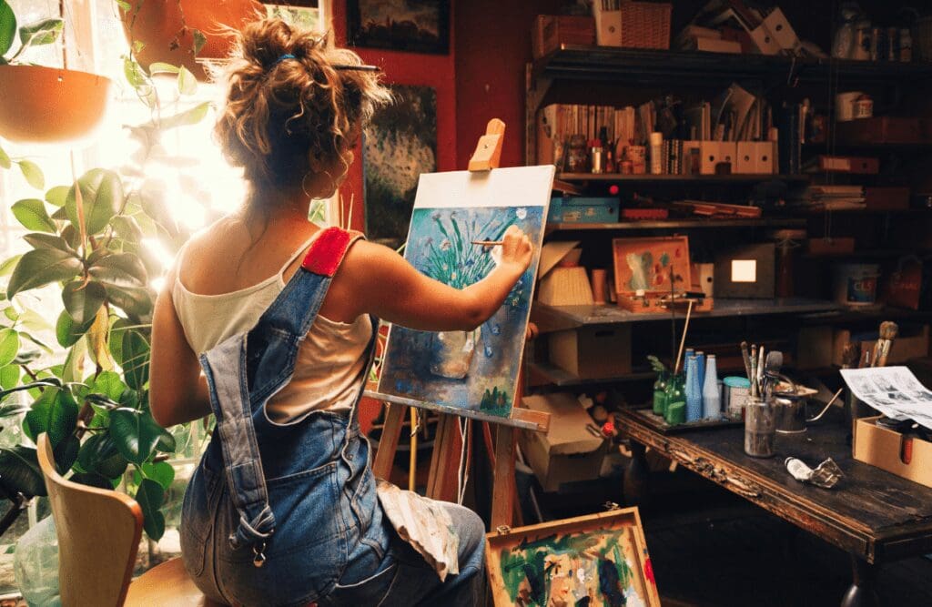 Female artist painting on canvas. Dealing with Depression. Brisbane Livewell Clinic