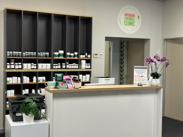 Brisbane Livewell Clinic Reception Desk, Wavell Heights and Cannon Hill. Brisbane's top Wellness Centre