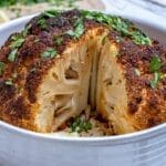 A plate of roasted cauliflower. Cauliflower