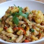 A bowl of a healthy pasta. Cauliflower Pasta
