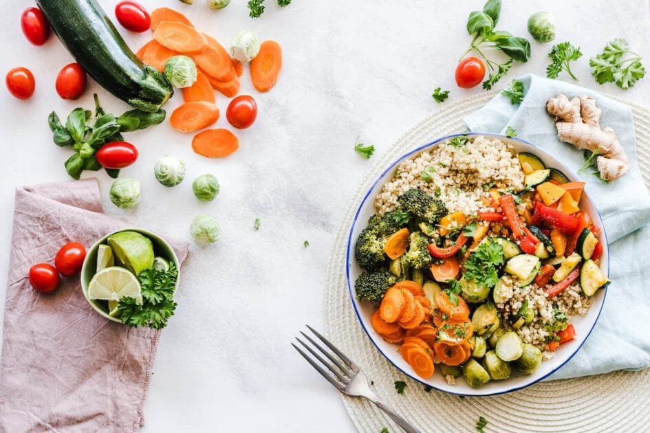 Beta Carotene. Carrots, sweet potato, vegetables. Vegetable Salad on Plate. Parasite Cleanse. Brisbane Livewell Clinic