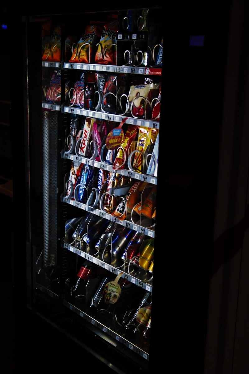black vending machine with chocolates. Leaky gut